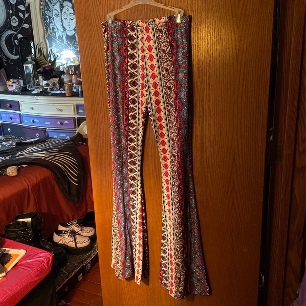 Hippie flared legging pants. Size medium soft, colorful, and comfy. Never worn.